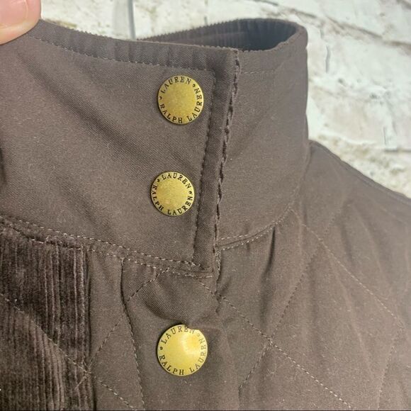 Lauren Ralph Lauren Brown Quilted Snap Button Vest sz XS - Picture 7 of 13